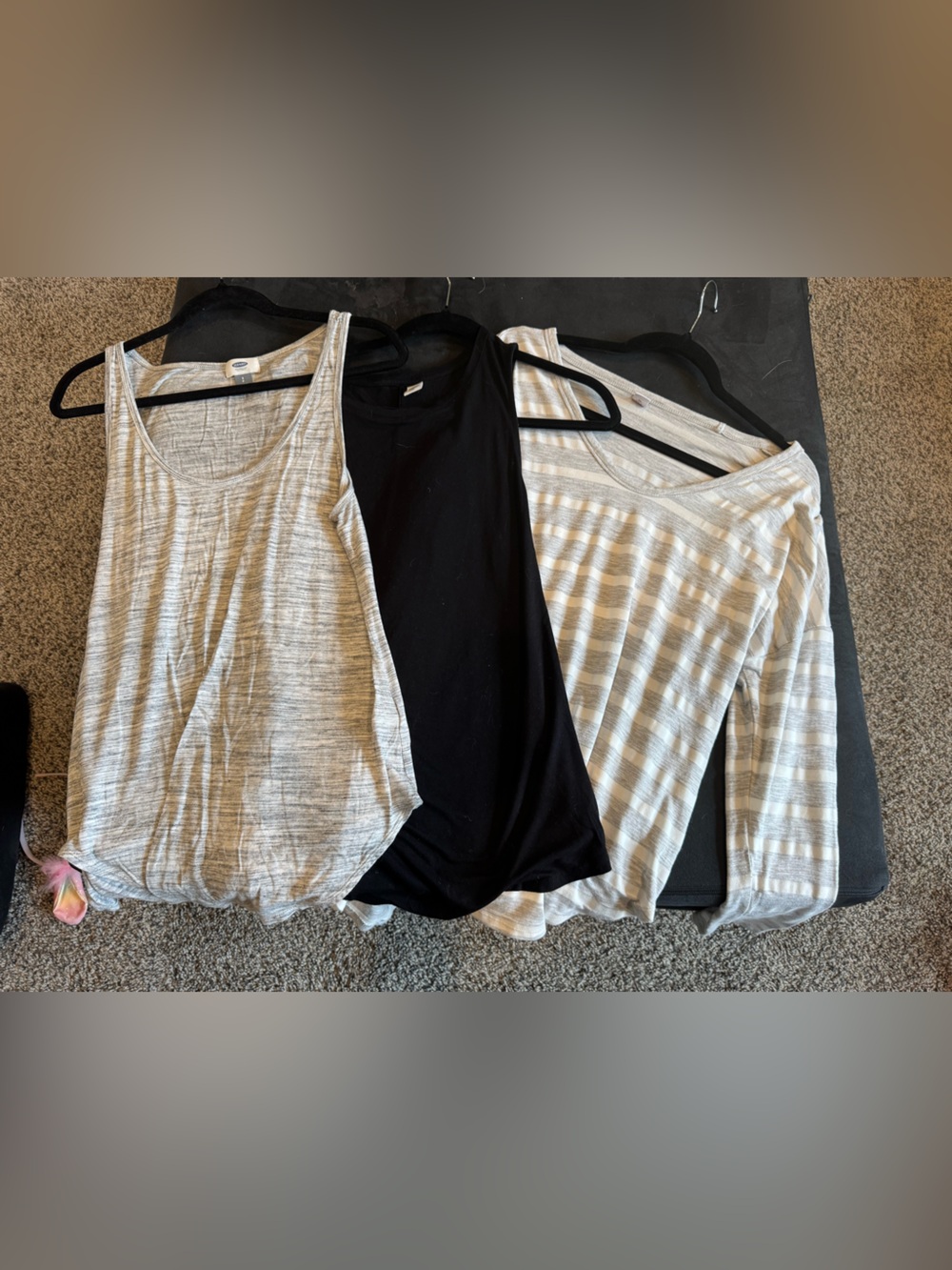 3-Pack Soft Tank Tops - Black & Light Heather Stripe